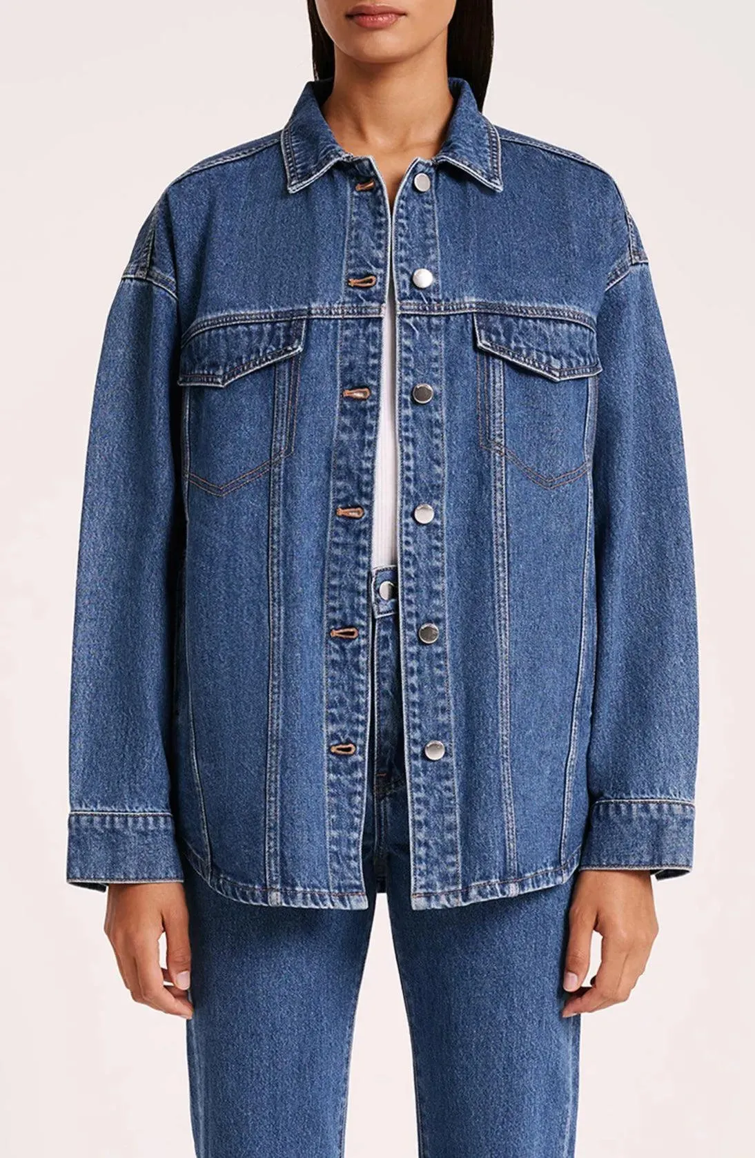 Nude Lucy Organic Denim Jacket in Vintage Blue