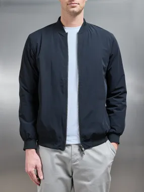 Nylon Padded Bomber Jacket in Black