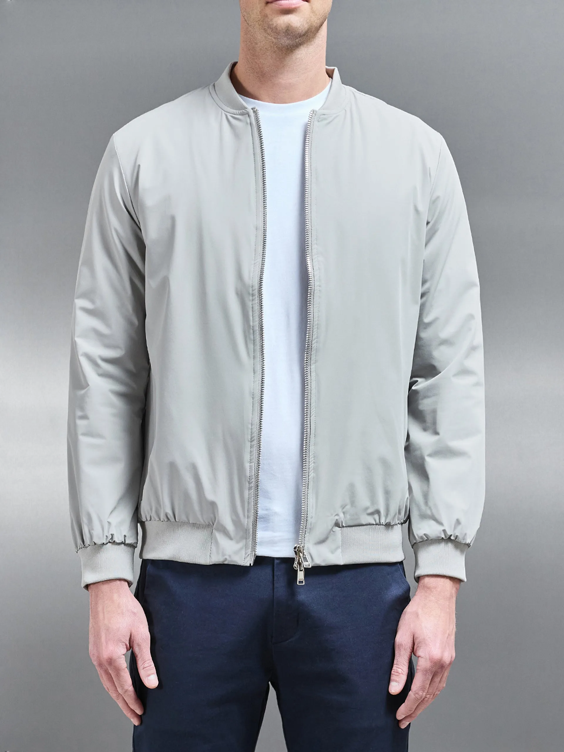 Nylon Padded Bomber Jacket in Stone