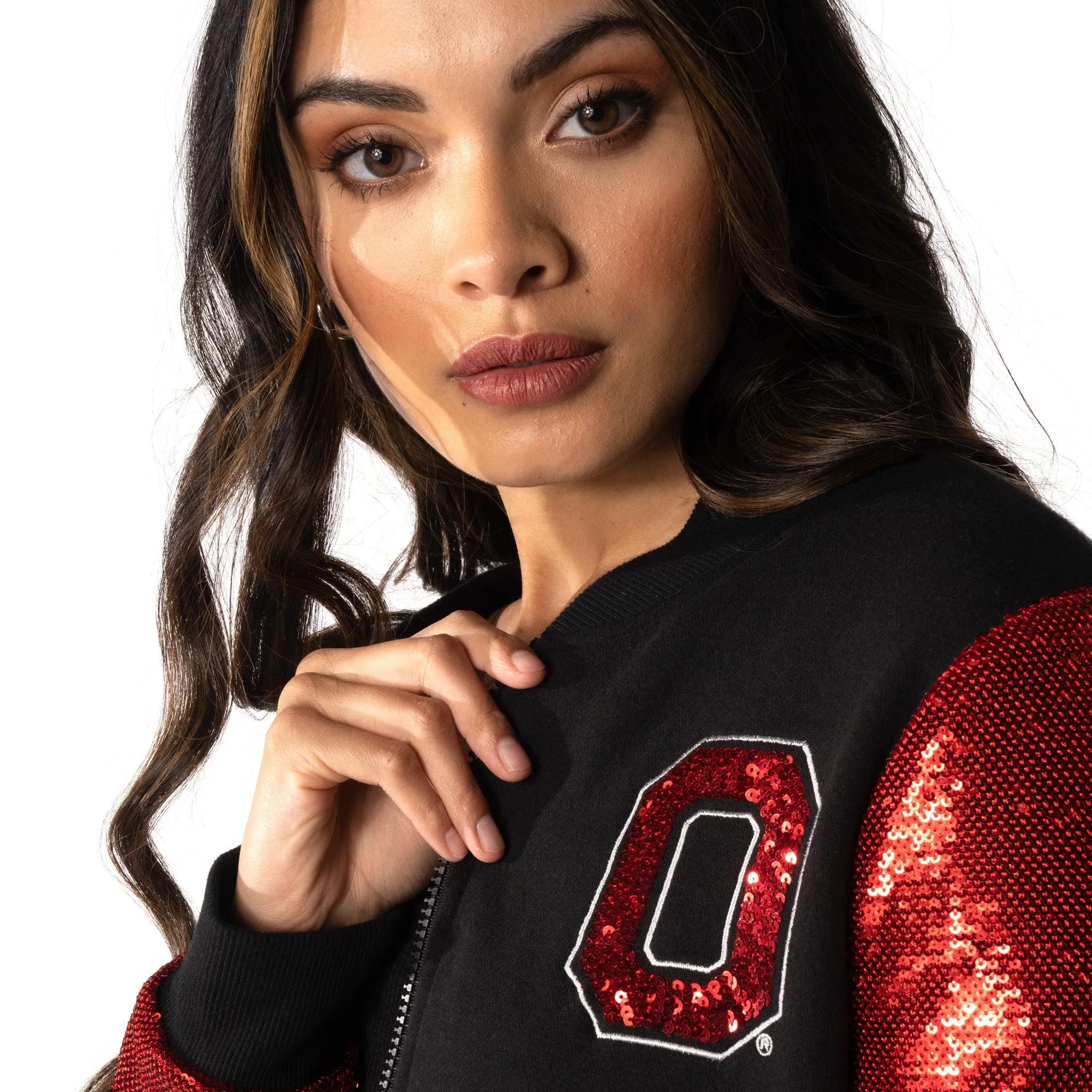 Ohio State Buckeyes Sequin Sleeve Bomber