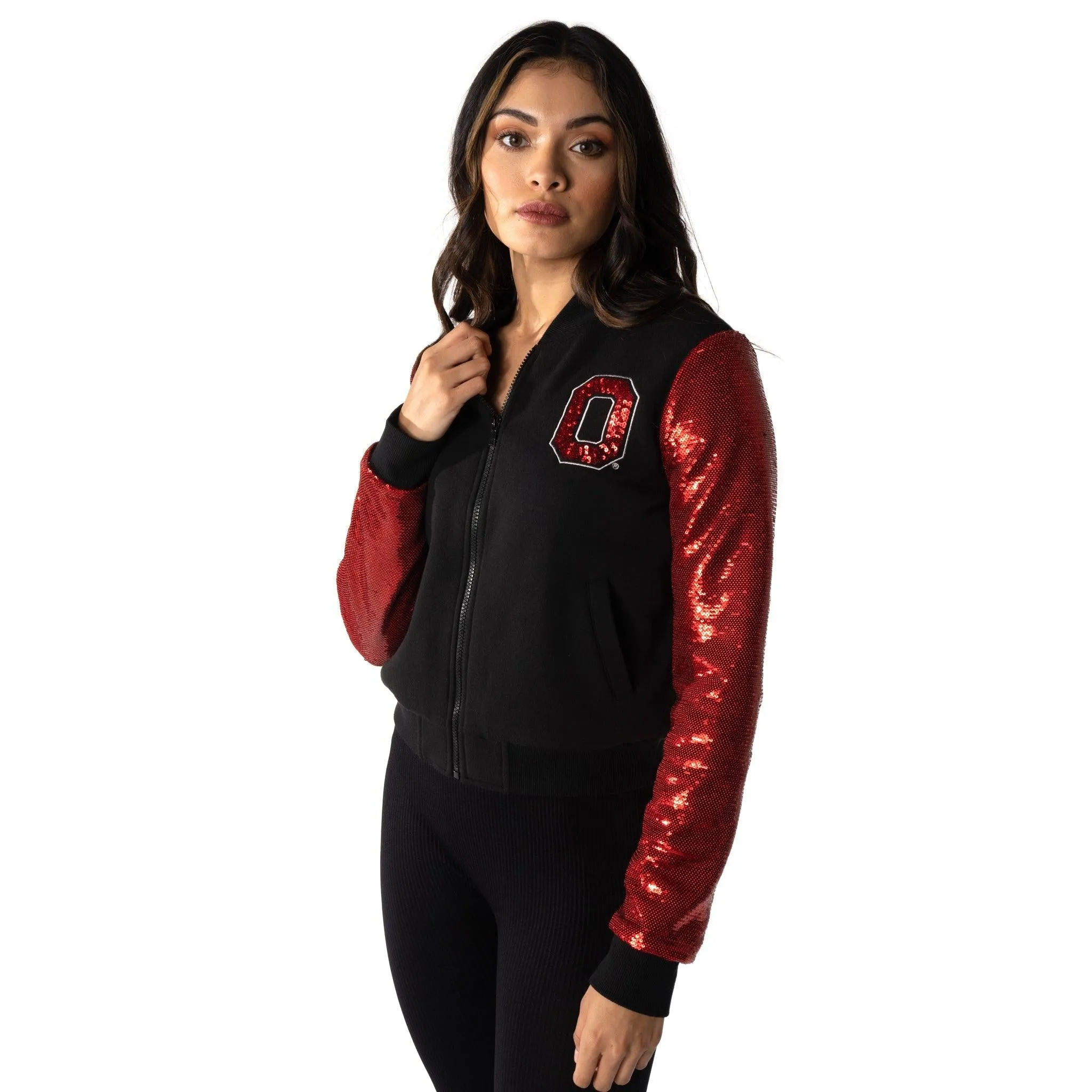 Ohio State Buckeyes Sequin Sleeve Bomber