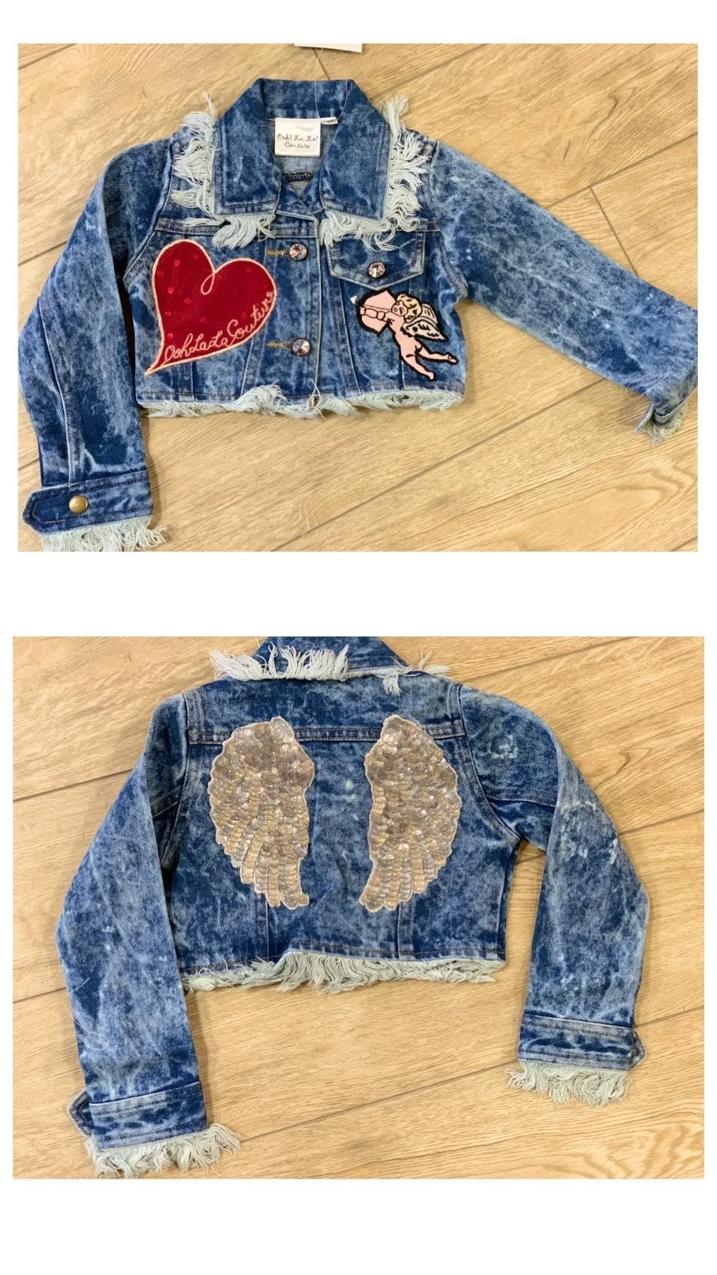 Ooh La La Couture Cupid & Hearts Wings Denim Jacket