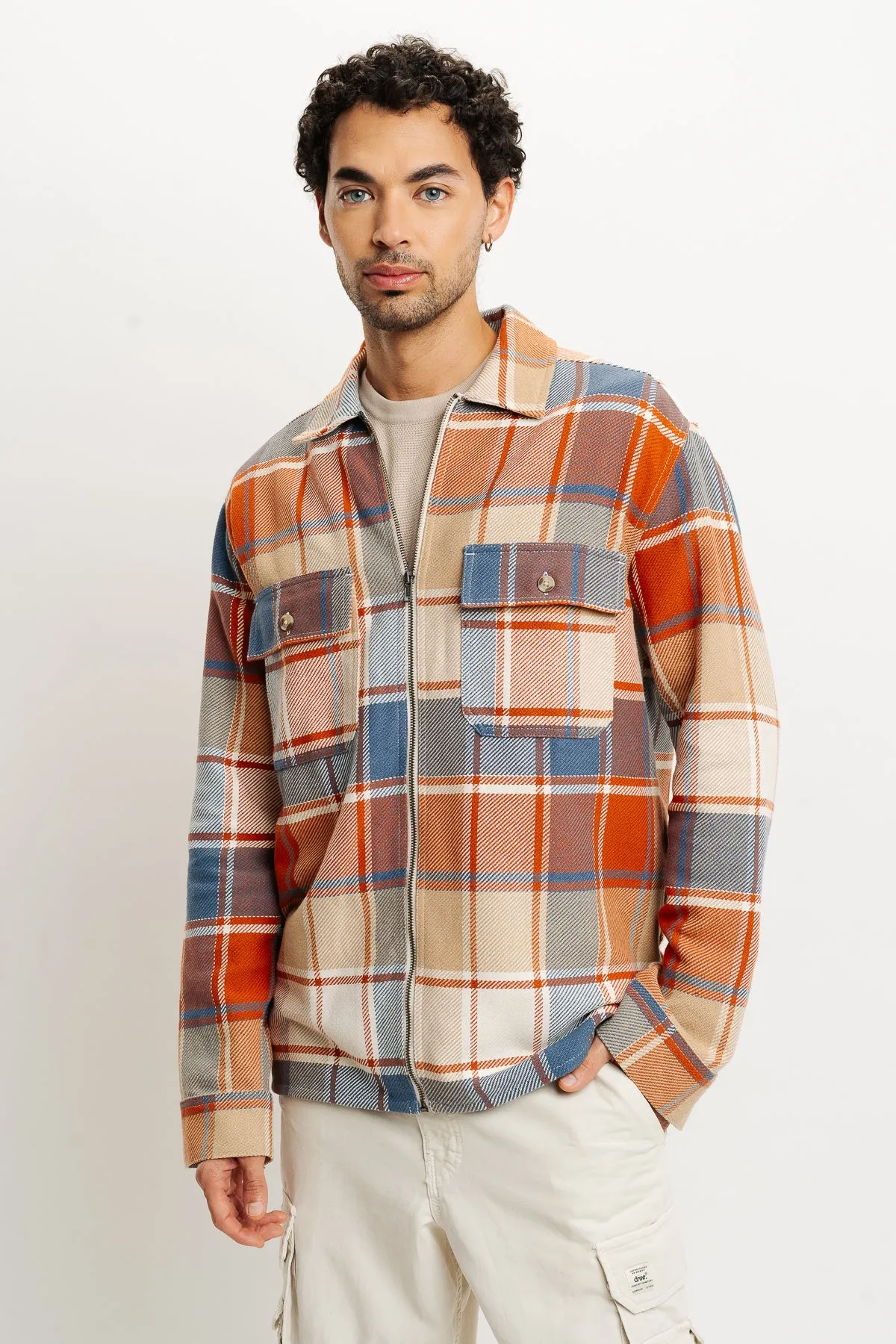 Orange Checks Men's Shacket