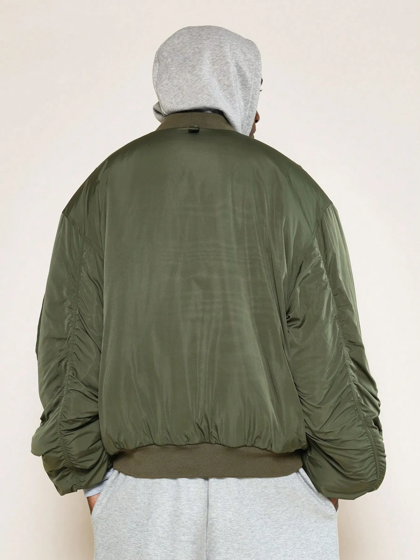 Oversized Bomber Jacket With Detachable Hood