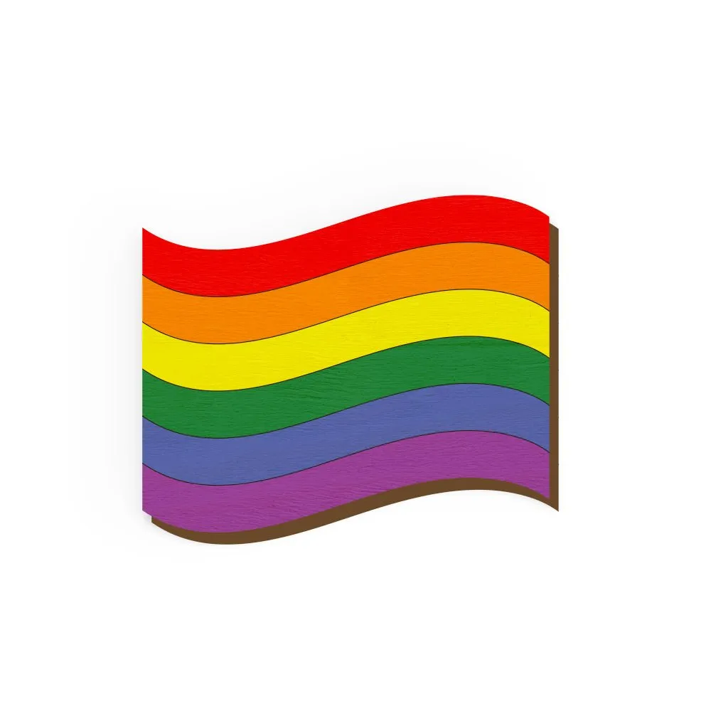 Pride Flag Hand Painted Wooden Pin