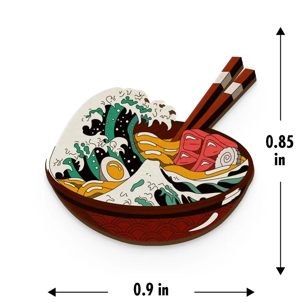 Ramen Wave Hand Painted Wooden Pin