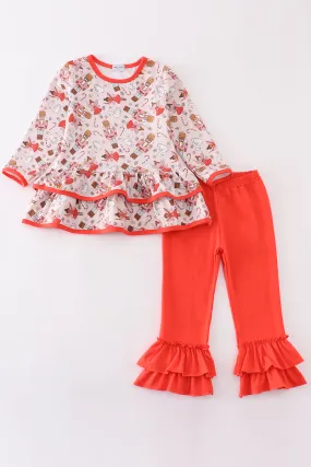 Red nutcracker girl pants set