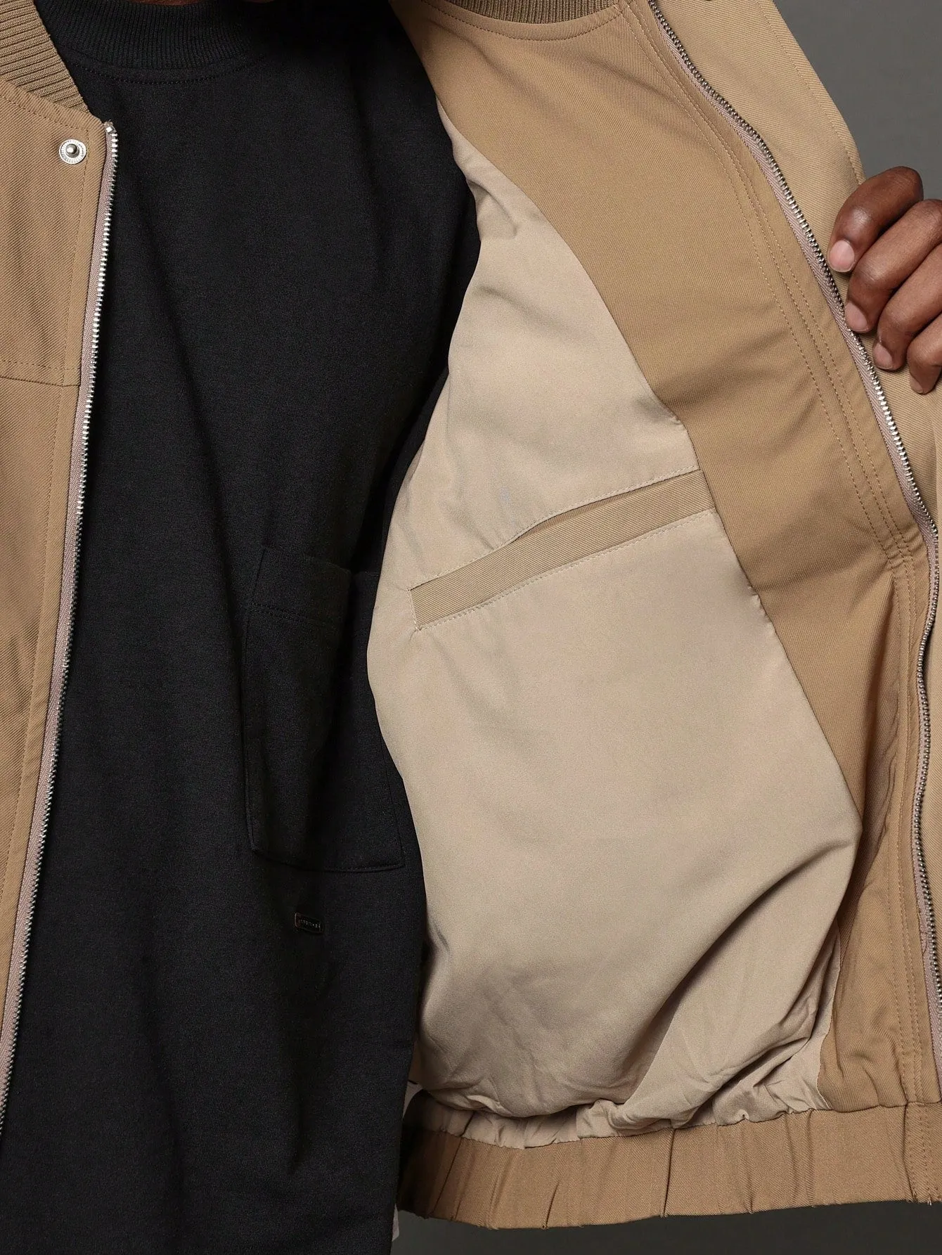 Regular Fit Canvas Bomber Jacket