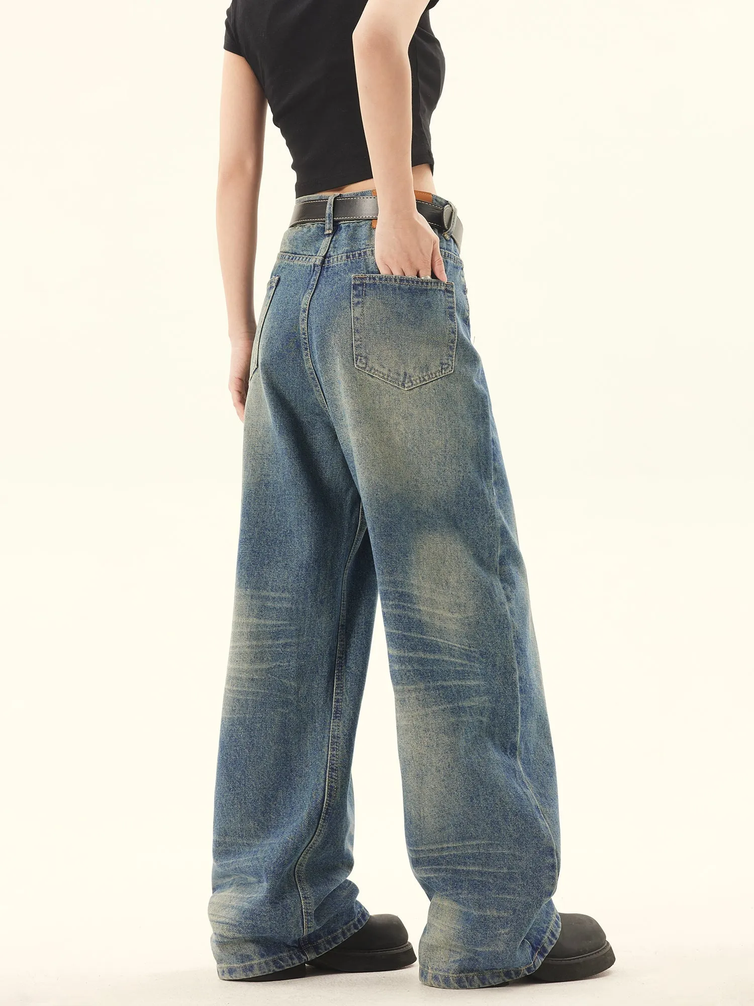 Retro Wash Wide Denim Jeans