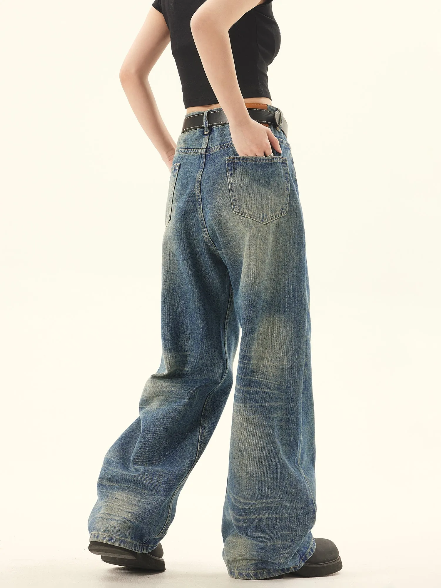 Retro Wash Wide Denim Jeans