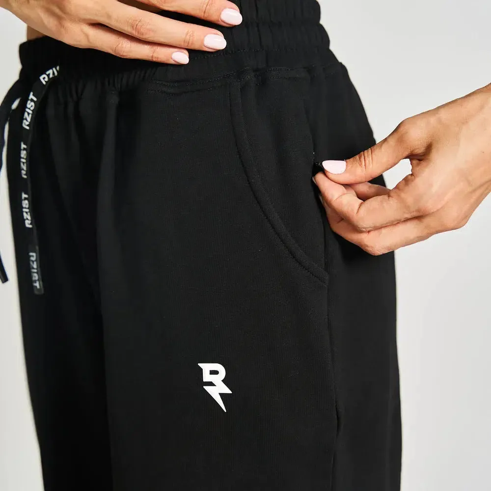 RZIST NEVER SETTLE BLACK WOMEN'S FLARED JOGGERS