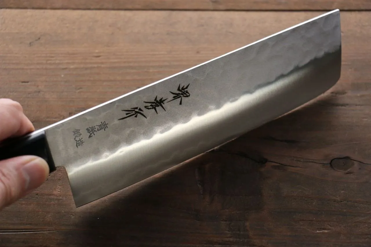 Sakai Takayuki Blue Steel Hammered 3 Layer Nakiri 165mm