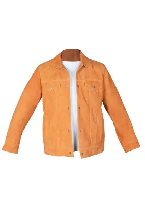 Sheepskin Suede Leather Jacket in Light Brown for Men