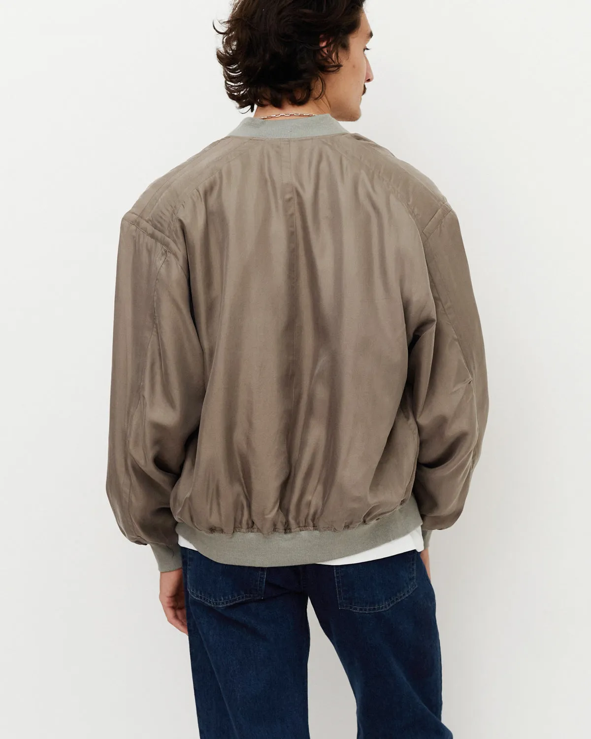 Silk Bomber Jacket / Beige