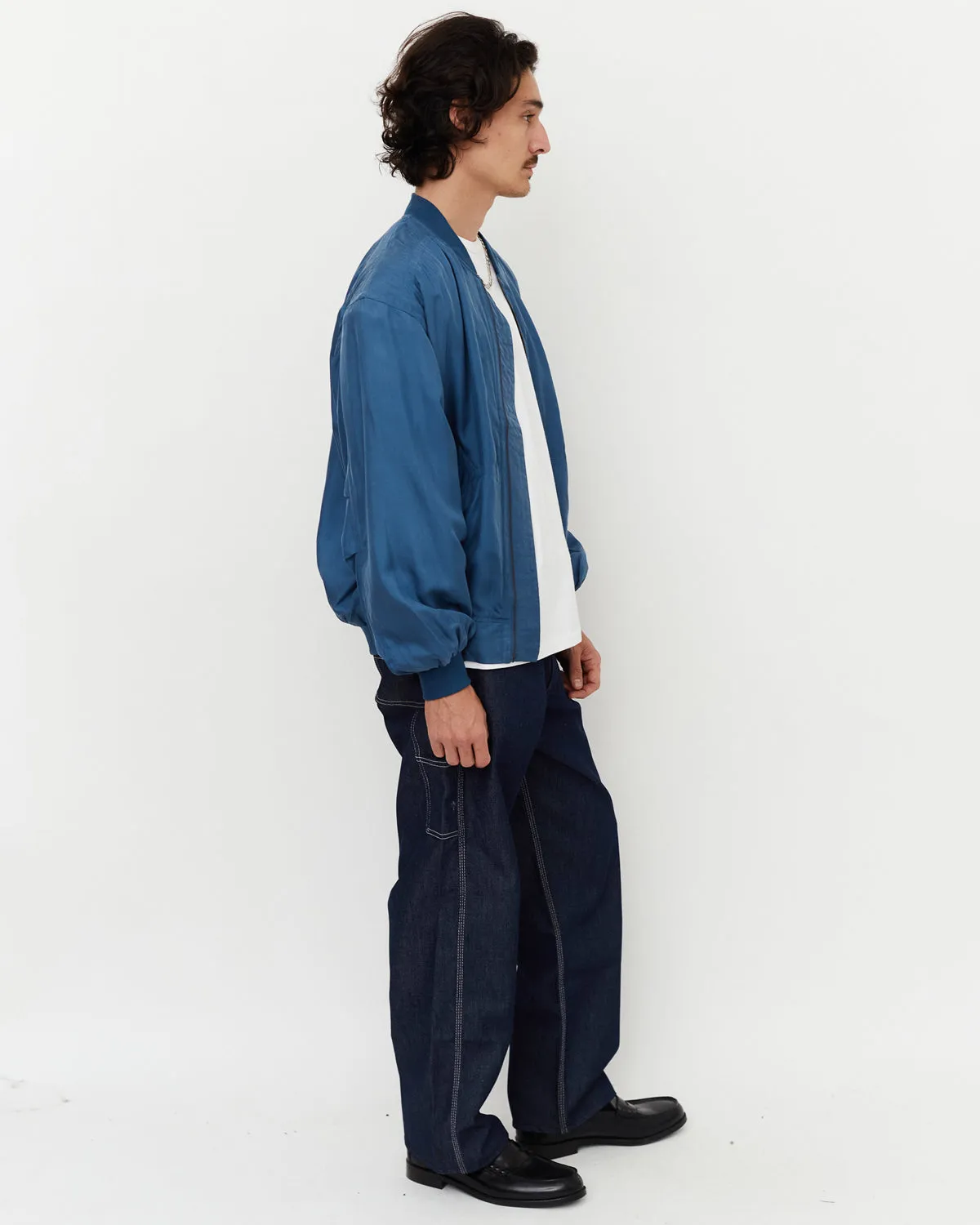 Silk Bomber Jacket / Blue