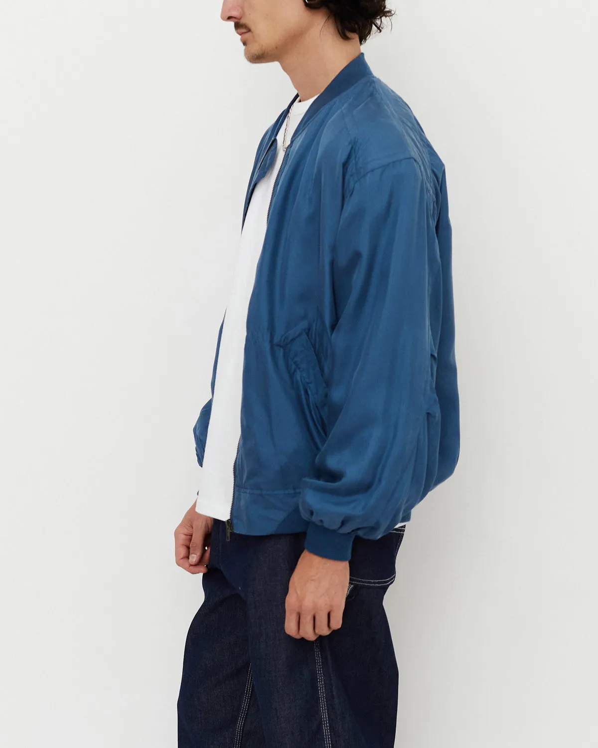 Silk Bomber Jacket / Blue