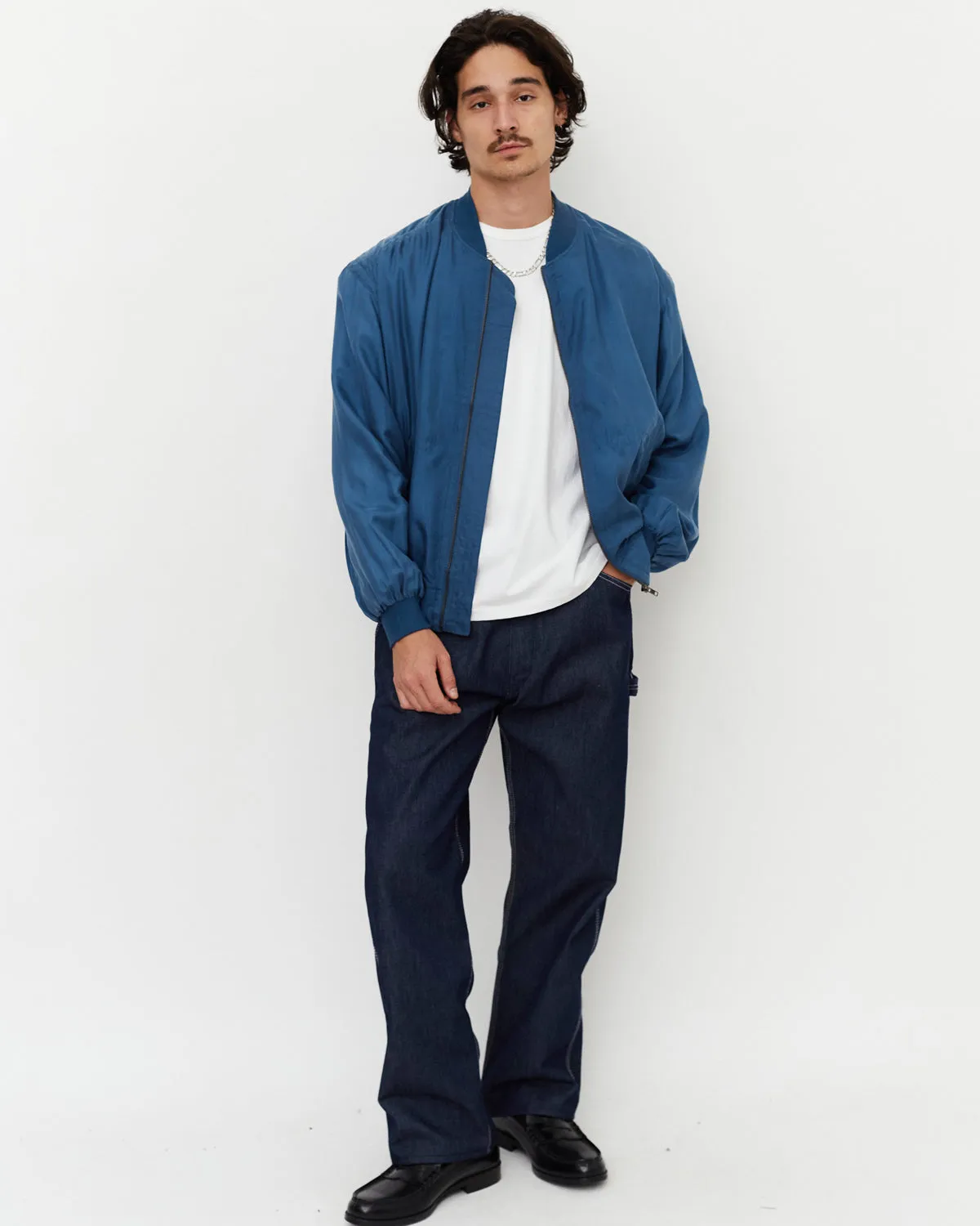 Silk Bomber Jacket / Blue