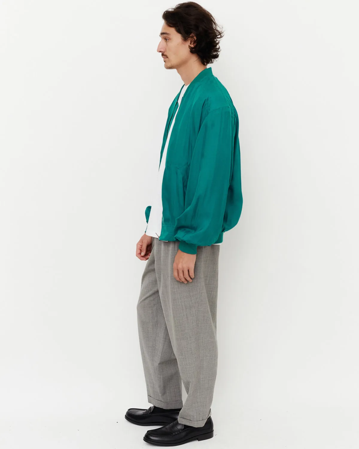 Silk Bomber Jacket / Green