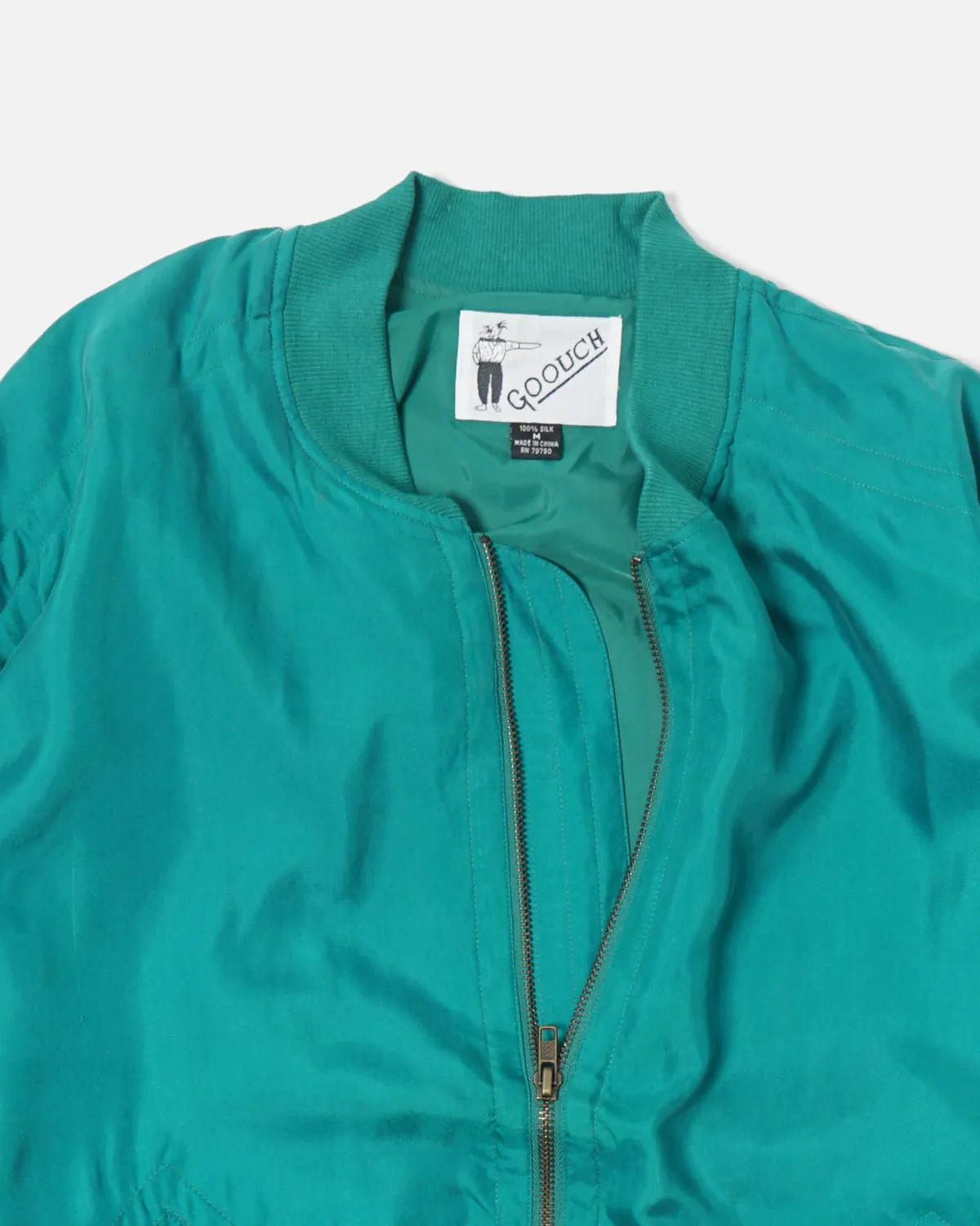 Silk Bomber Jacket / Green