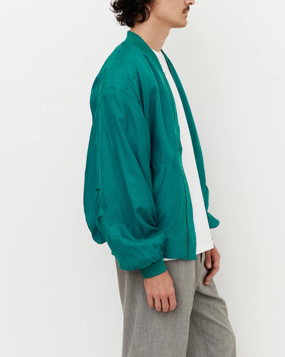 Silk Bomber Jacket / Green