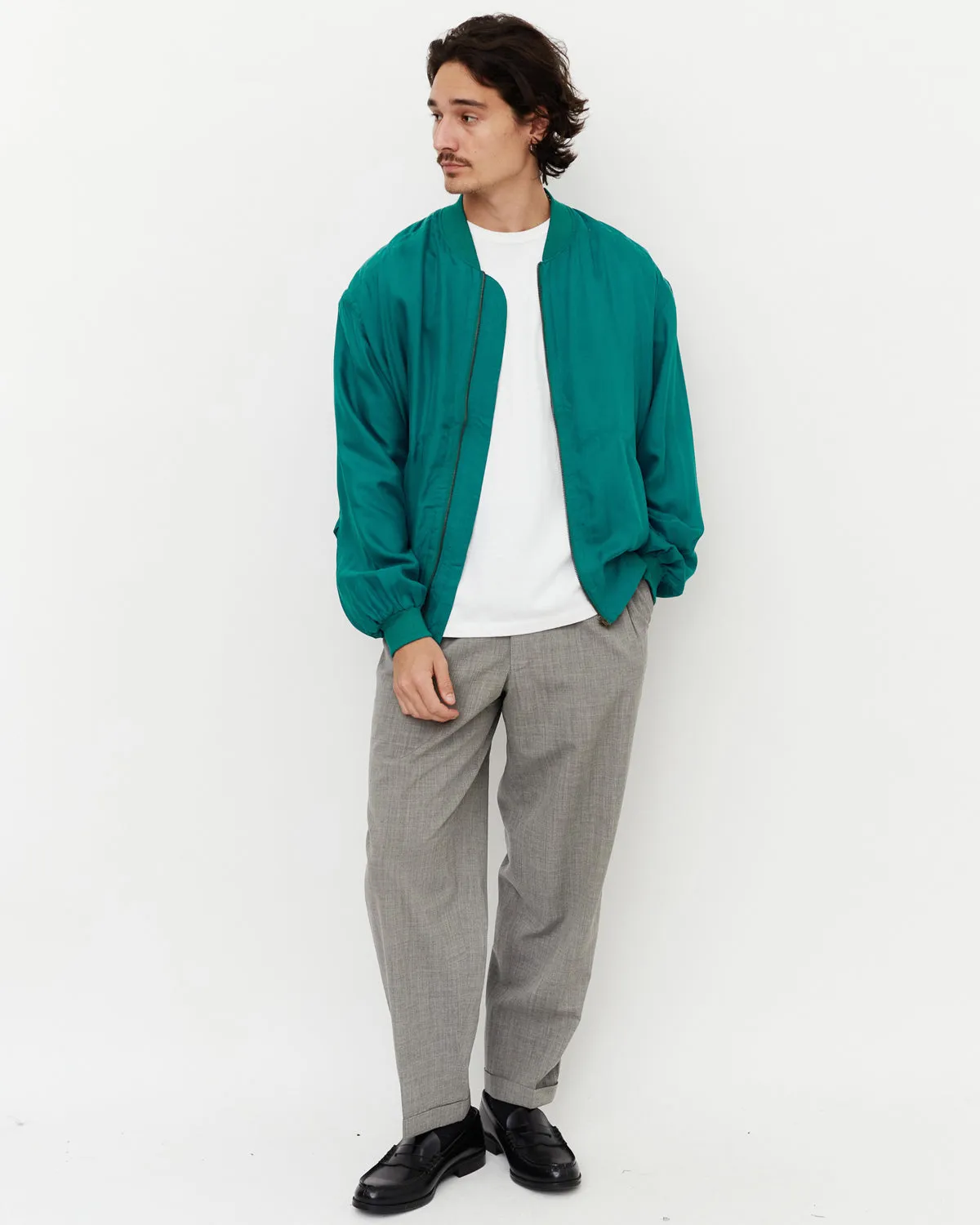 Silk Bomber Jacket / Green