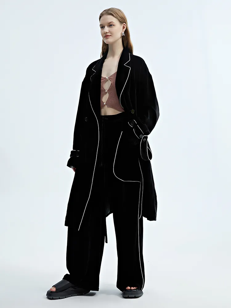 SILKINC Silk-Velvet Long Jacket