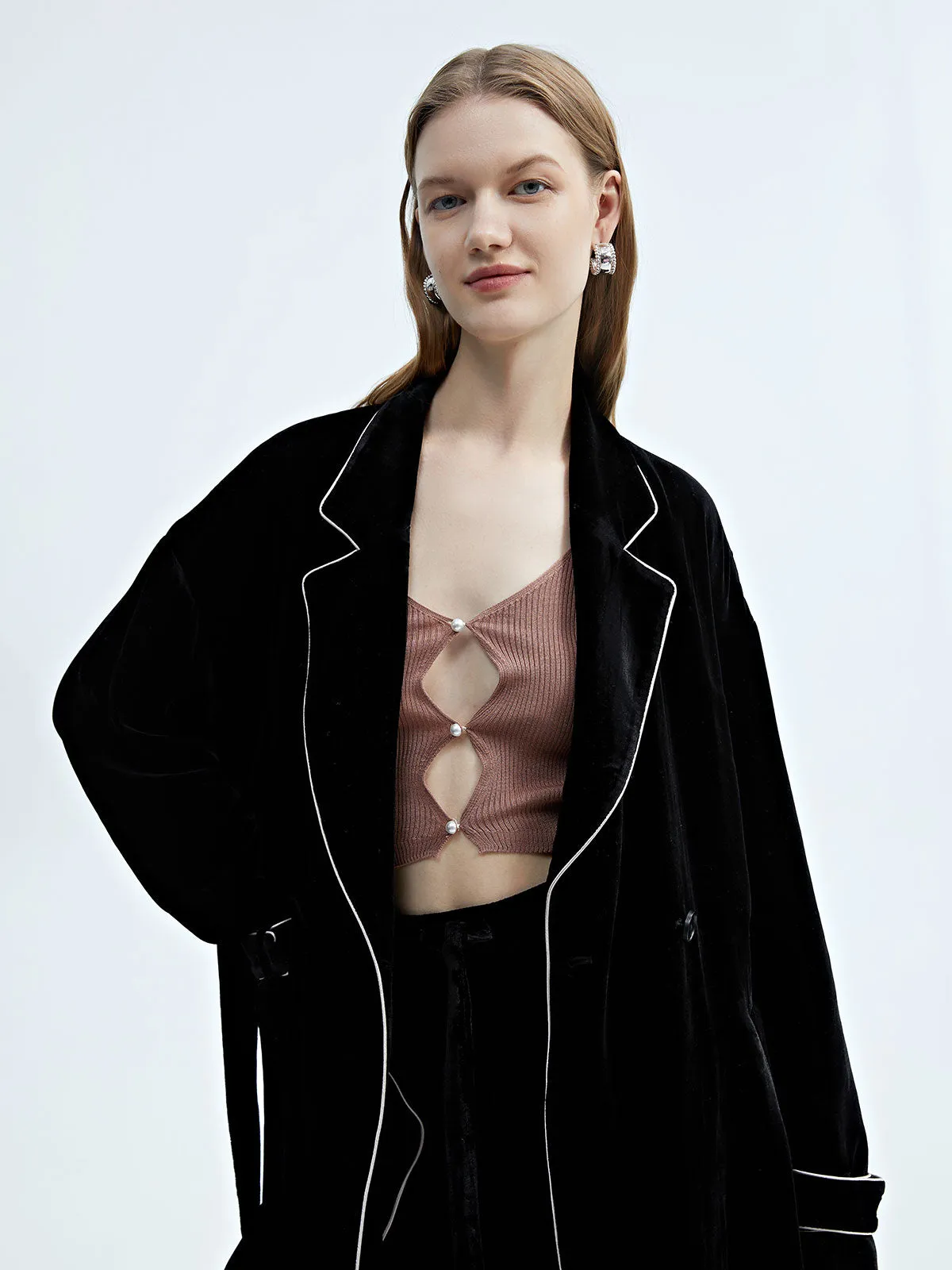 SILKINC Silk-Velvet Long Jacket