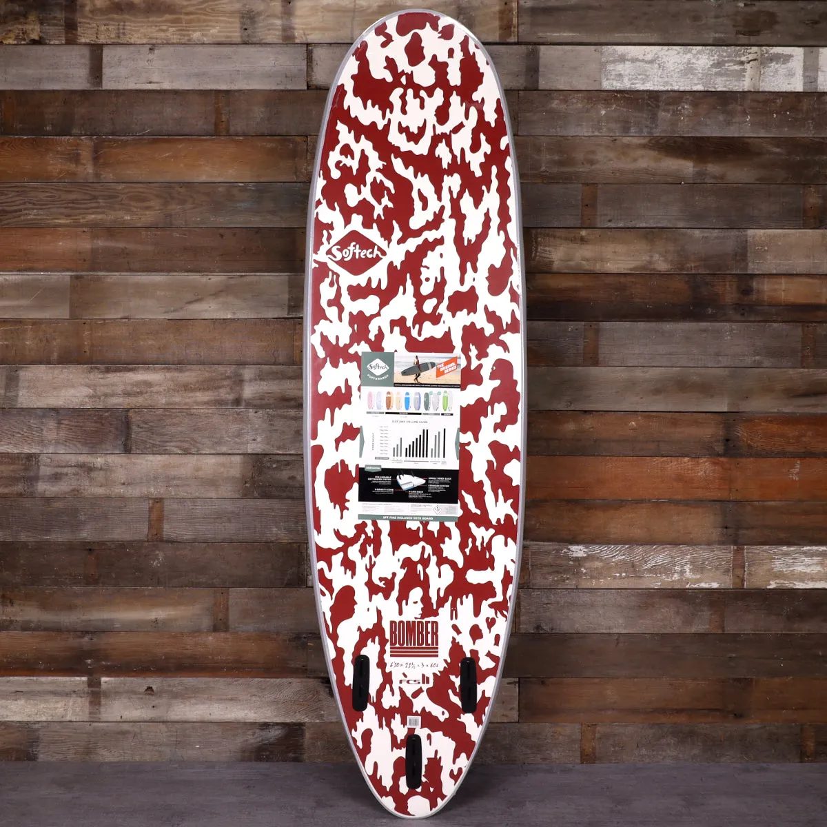 Softech Bomber 6'10 x 21 ½ x 3 Soft Surfboard - Grey/Dusty Red