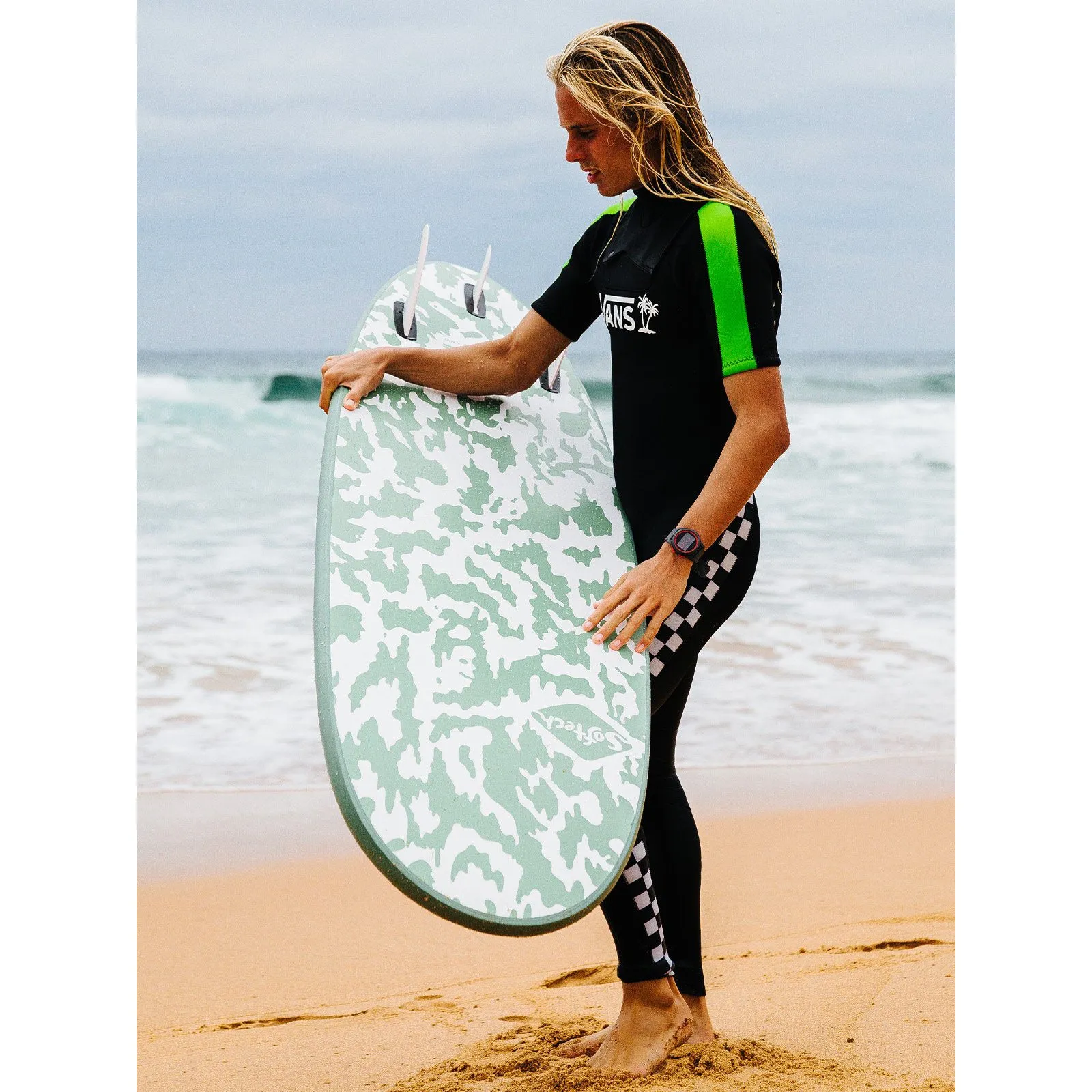 Softech Bomber 6'10 x 21 ½ x 3 Soft Surfboard - Smoke Green/White