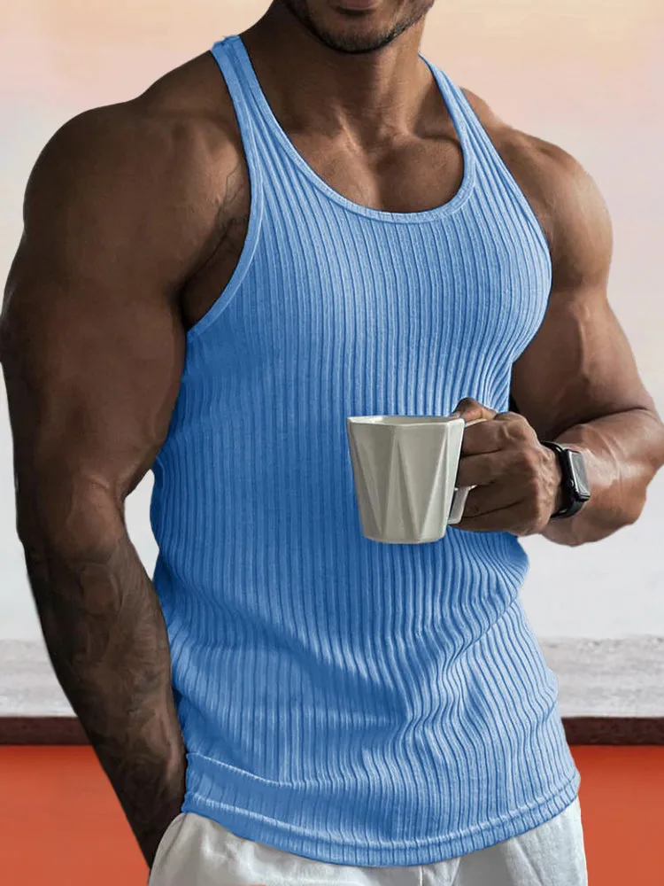 Solid Slim Fit Gym Knitted Tank Top