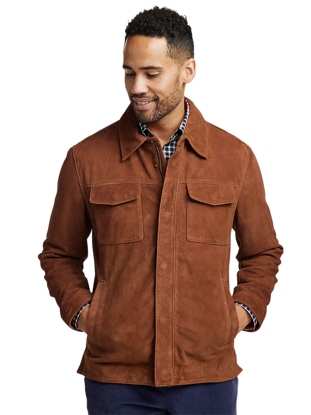 Suede Bomber Jacket - Chestnut