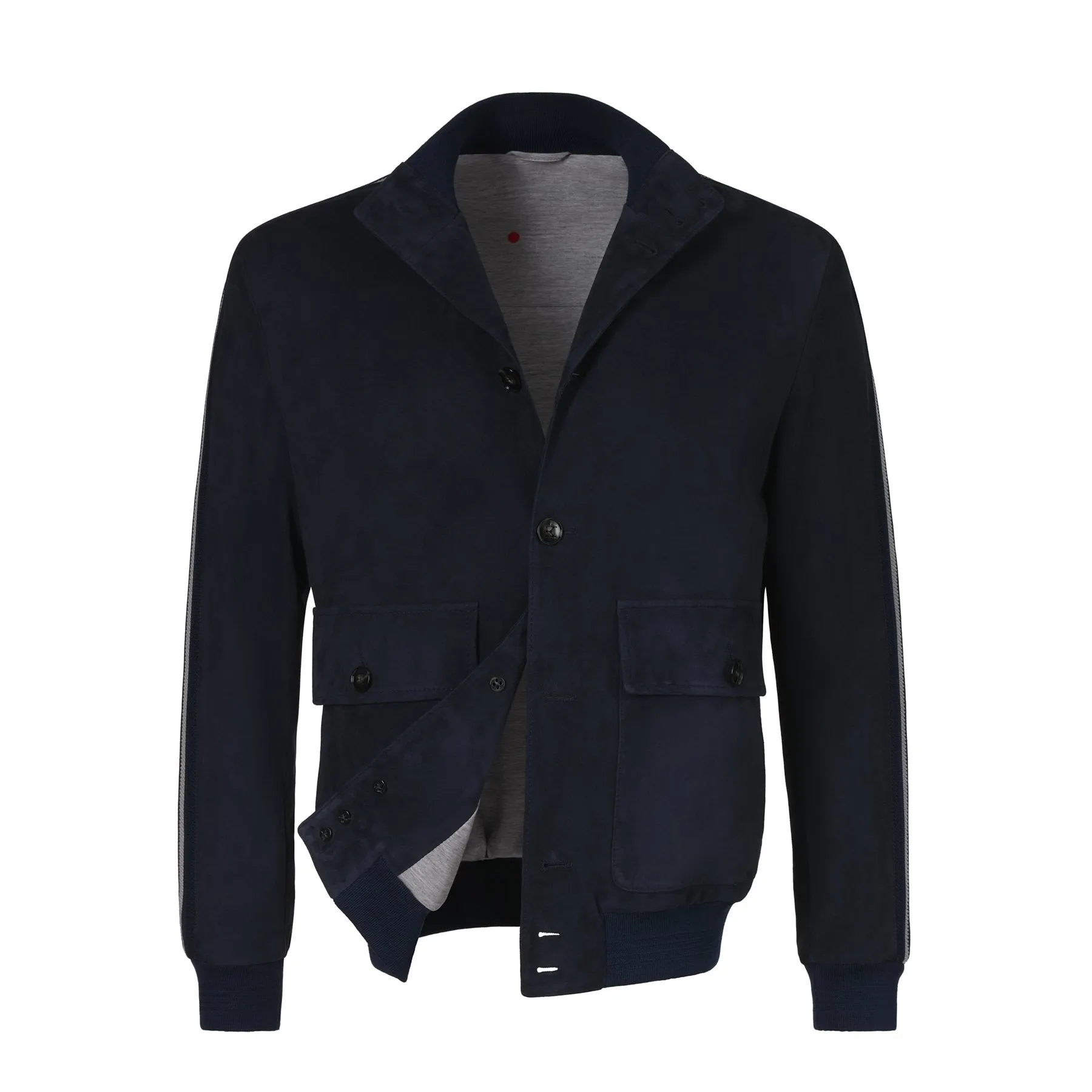 Suede Bomber Jacket in Dark Blue