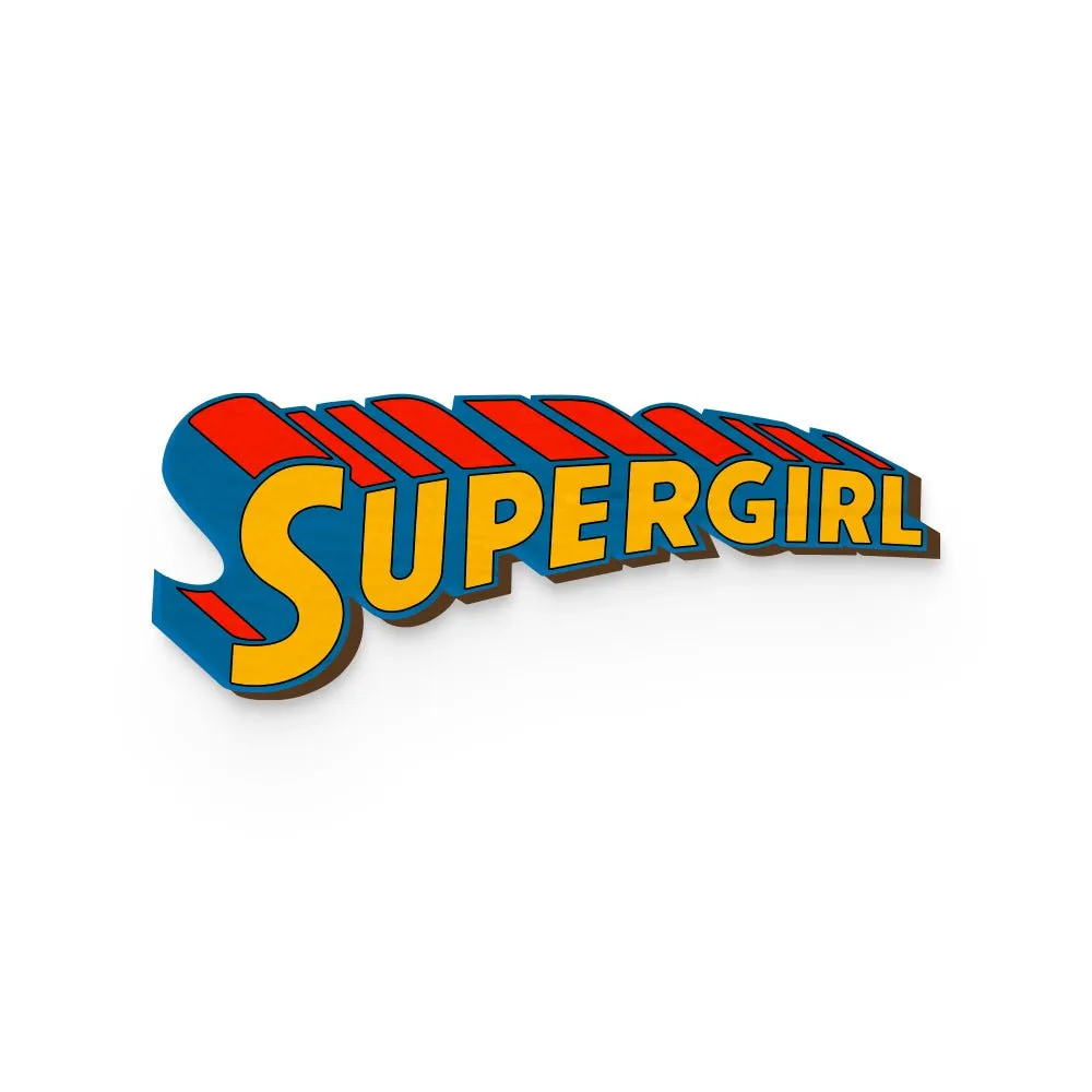 Super Girl Hand Painted Wooden Pin