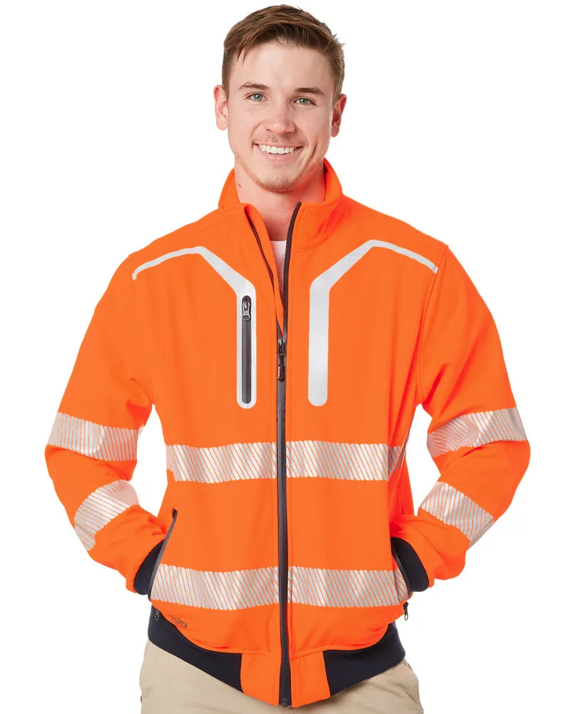 Taped Hi Vis Soft Shell Bomber Jacket - Orange