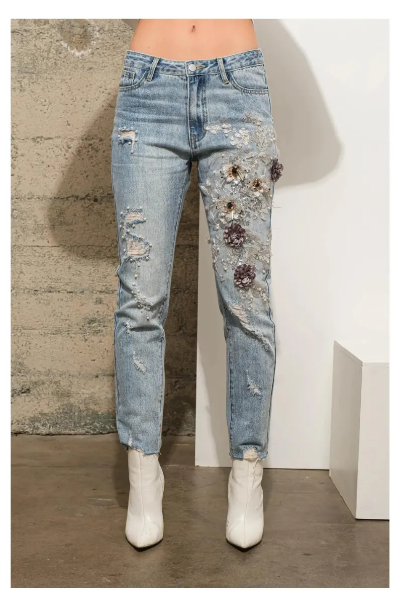 The Lyndsey Flower Embellished Jeans