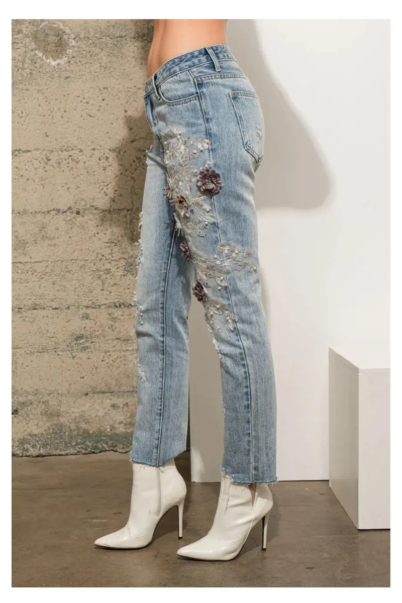 The Lyndsey Flower Embellished Jeans