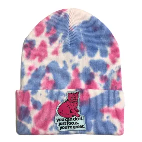 Tie Dye Focus Cat Beanie - Cotton Candy