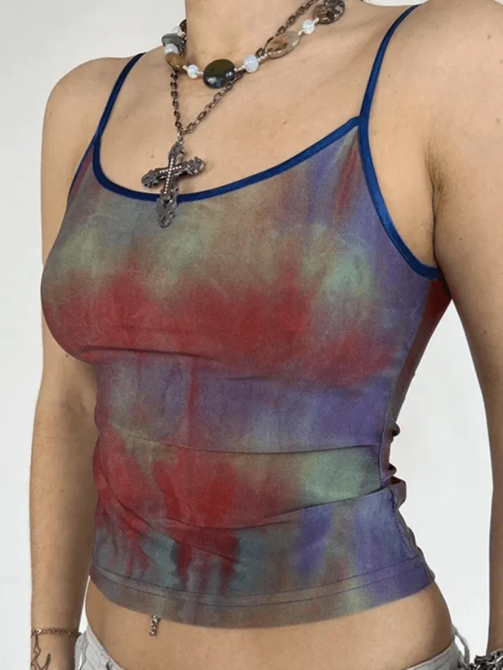 Tie Dye Graceful Sleeveless Irregular Dress