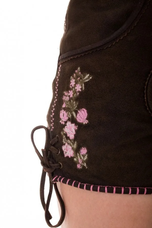 Traditional German Lederhosen Women Pink Bloom