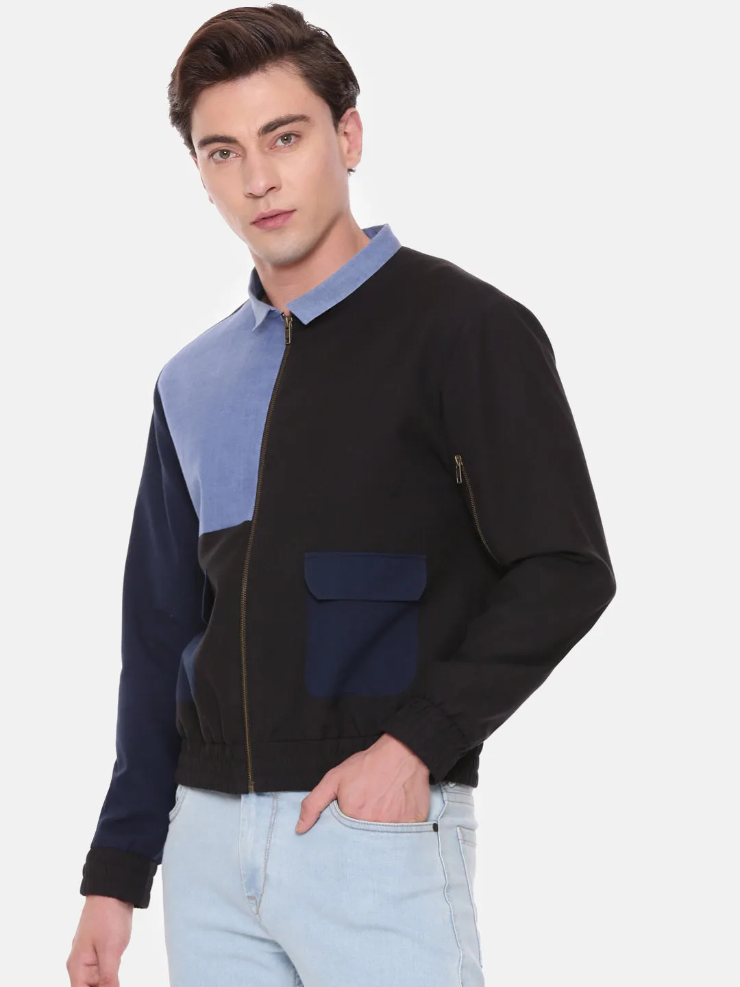 Tri Color Cotton Bomber Jacket - MMBJ020