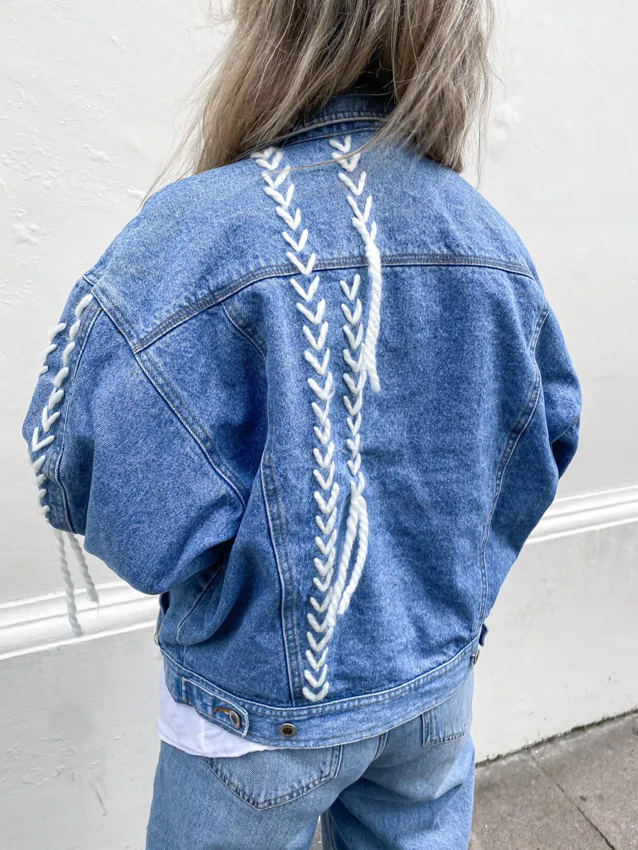 Upcycled Denim Thread Jacket, Blue Denim, by Fanfare