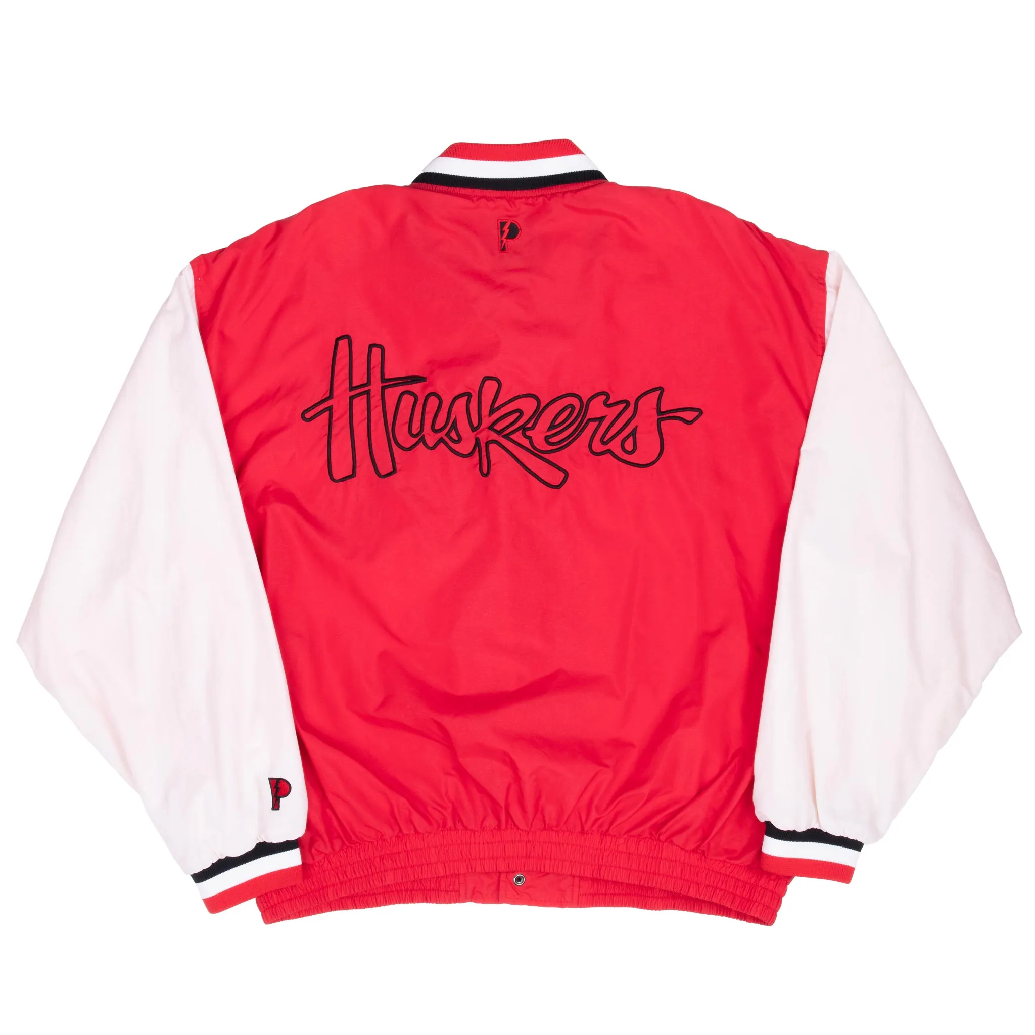 VINTAGE NCAA NEBRASKA HUSKERS PRO PLAYER BOMBER JACKET 1990S 2XL