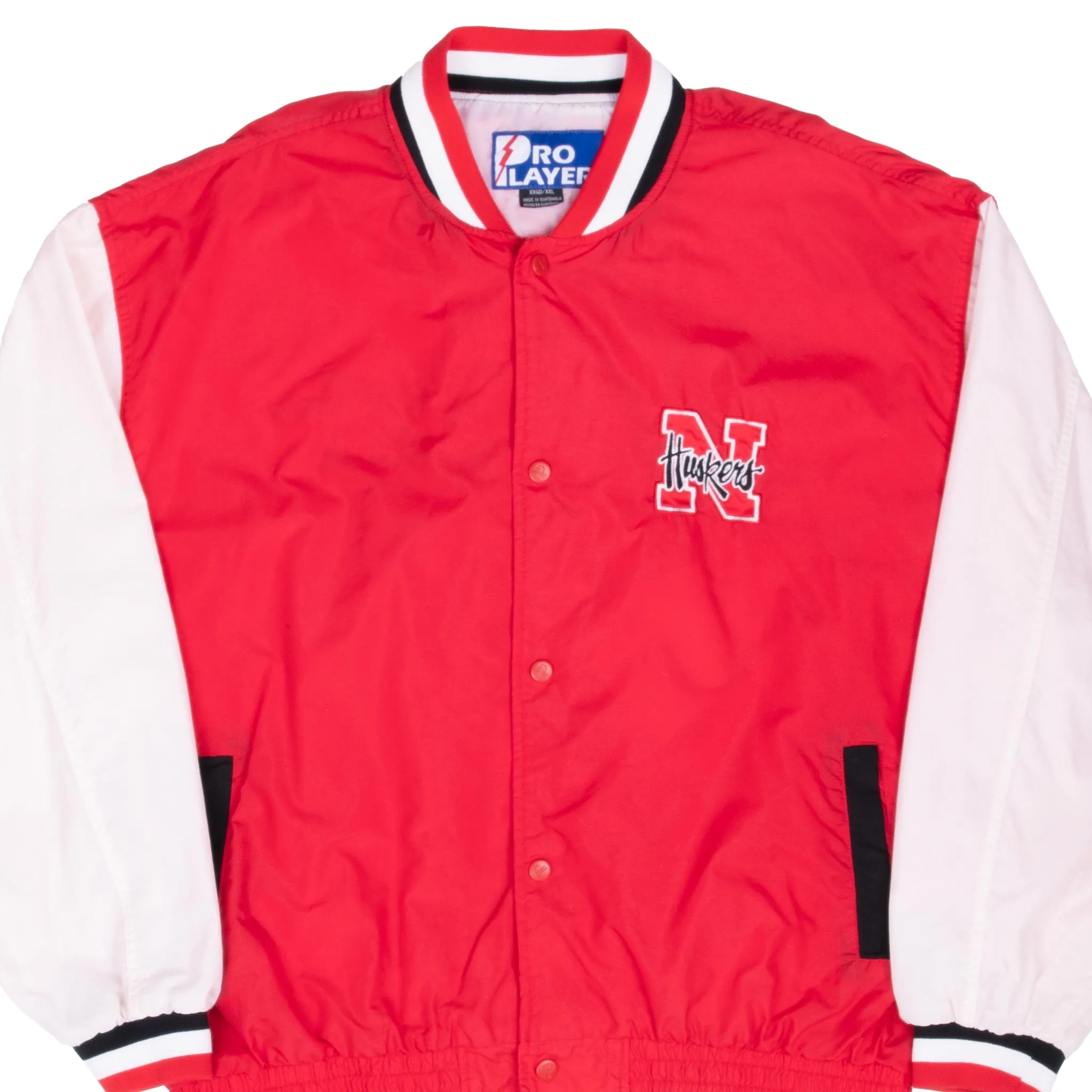 VINTAGE NCAA NEBRASKA HUSKERS PRO PLAYER BOMBER JACKET 1990S 2XL