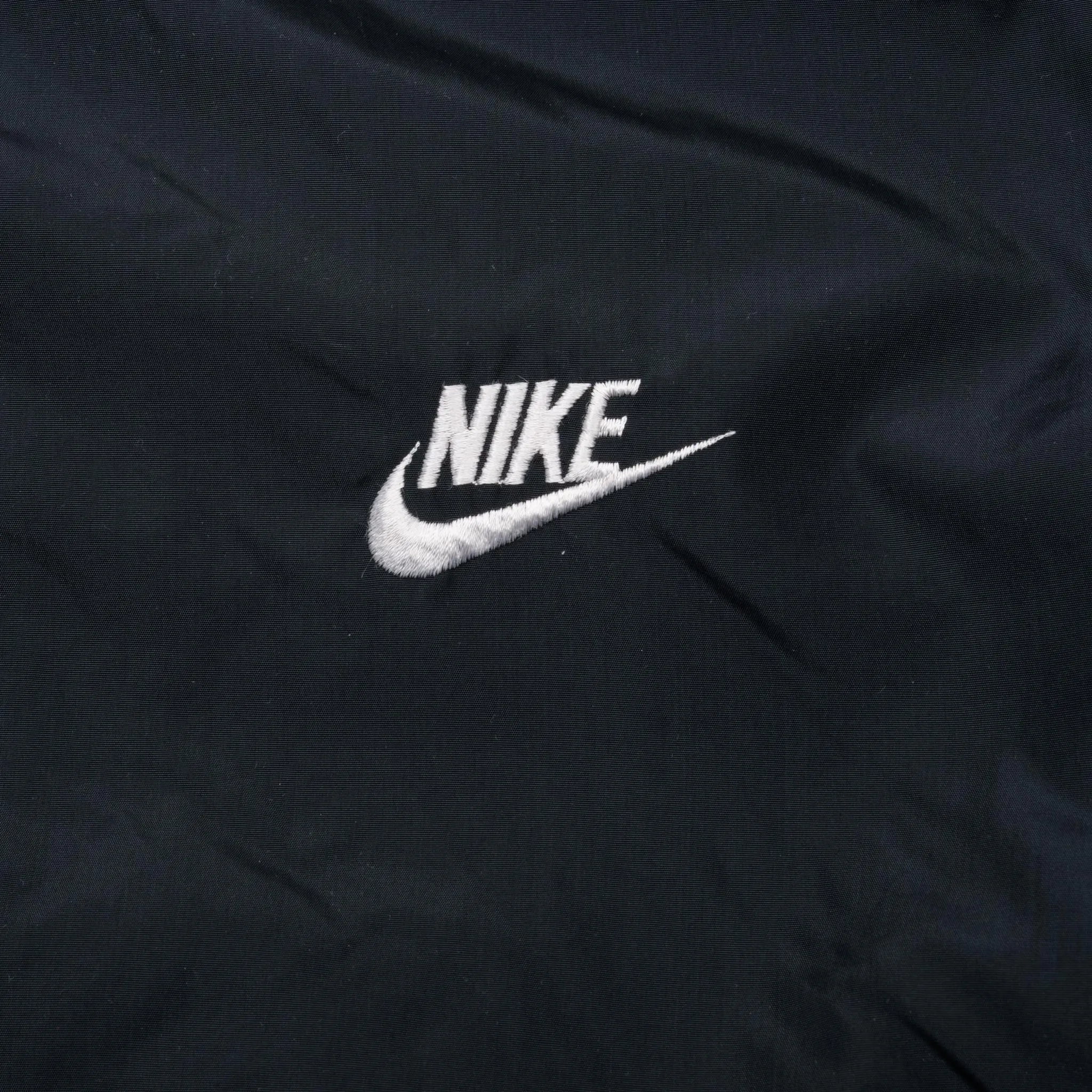 VINTAGE NIKE SWOOSH REVERSIBLE BLACK BOMBER JACKET 1980S XL