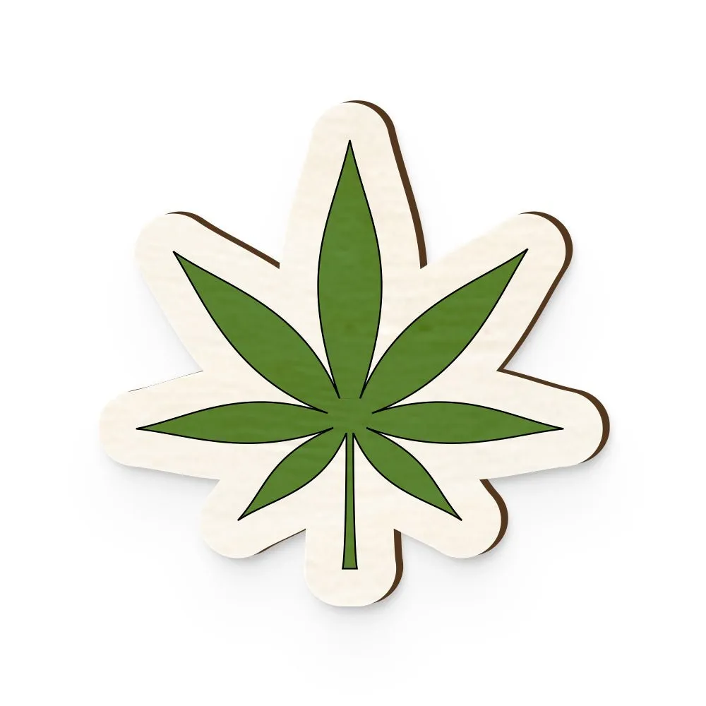 Weed Hand Painted Wooden Pin