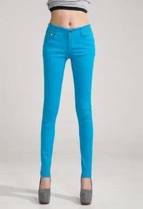 Women Skinny Jeans, Pencil Pants, Sky Blue