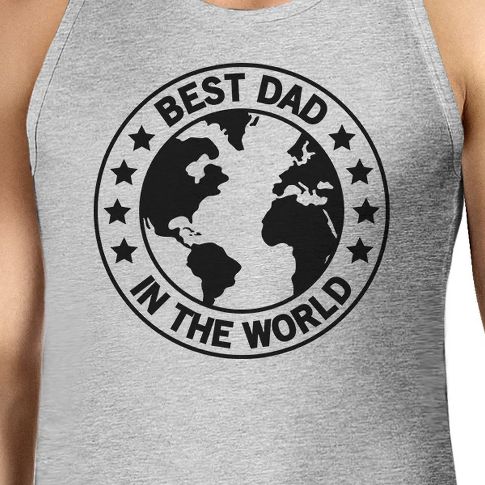 World Best Dad Mens Grey Sleeveless Tee Unique Design Graphic Tanks