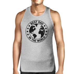 World Best Dad Mens Grey Sleeveless Tee Unique Design Graphic Tanks