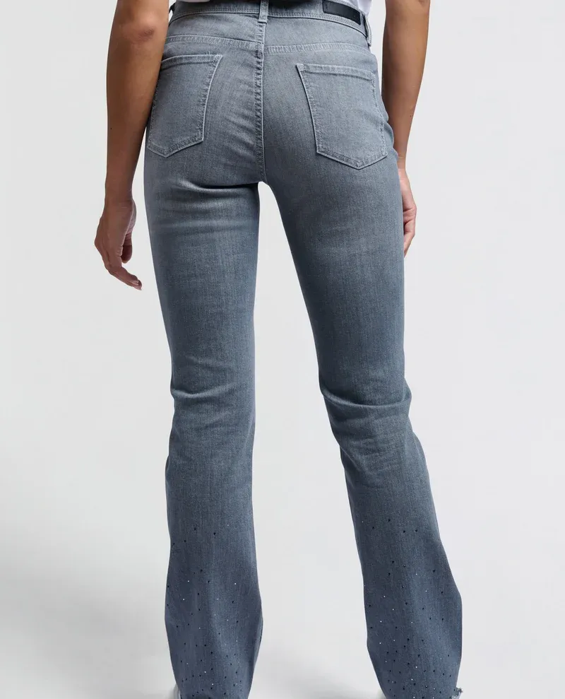 Yaya Dark Grey Flared Denim Jeans